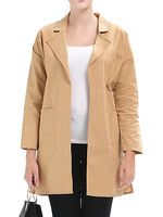 Notch Lapel Patch Pocket Plain Trench Coat - thumbnail