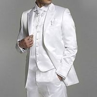 White Men's Wedding Party Suits Solid Colored 3 Piece Tailored Fit Single Breasted Two-buttons 2023 miniinthebox