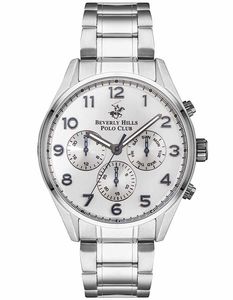 Beverly Hills Polo Club Men's Multi Function Silver V brush Dial Watch - BP3281X.330
