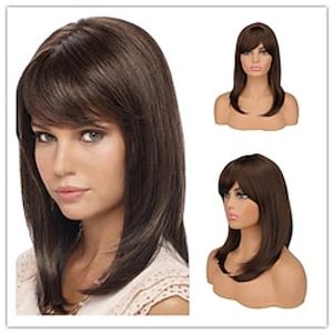 Women Dark Brown Wig with Bangs Hair Synthetic Natural For Women Cosplay Heat Resistant Use Daily Wigs Lightinthebox