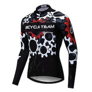 21Grams Men's Cycling Jersey Long Sleeve Bike Top with 3 Rear Pockets Mountain Bike MTB Road Bike Cycling Breathable Quick Dry Moisture Wicking Reflective Strips Black Gear Polyester Spandex Sports Lightinthebox