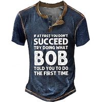 Graphic Letter Fashion Retro Vintage Classic Men's 3D Print T shirt Tee Henley Shirt Sports Outdoor Holiday Going out T shirt Black Army Green Dark Blue Short Sleeve Henley Shirt Spring  Summer Lightinthebox - thumbnail