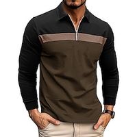 Men's Quarter Zip Polo Golf Shirt Daily Holiday Quarter Zip Long Sleeve Fashion Modern Color Block Patchwork Spring   Fall Regular Fit White Wine Royal Blue Dark Grey Army Green Gray Quarter Zip Polo Lightinthebox