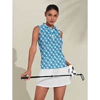 Women's Golf Polo Shirt Sky Blue Sleeveless Top Ladies Golf Attire Clothes Outfits Wear Apparel Lightinthebox