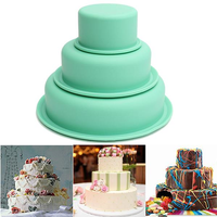 3 Pcs DIY Round Silicone Cake Baking Pan Turn Sugar Cake Mold