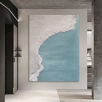 Oil Painting Hand Painted Vertical Abstract Contemporary Rolled Canvas (No Frame) miniinthebox