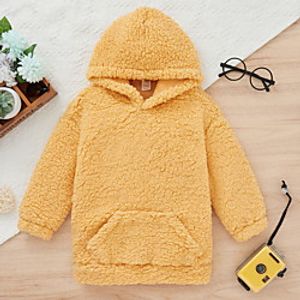 Kids Girls' Hoodie Long Sleeve Gold Solid Color Indoor Outdoor Adorable Cute 1-5 Years Lightinthebox