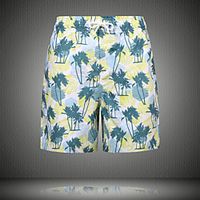 Men's Casual / Sporty Outdoor Sports Daily Beach Shorts Pants Coconut Tree Short Drawstring Elastic Drawstring Design Yellow miniinthebox - thumbnail