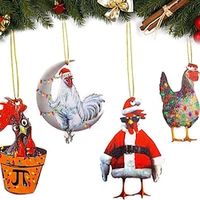 Christmas Chicken Hanging Pendant Acrylic Animal Ornament for Christmas Tree 2024 New Year Gift Car Key Rings Decoration Lightinthebox - thumbnail