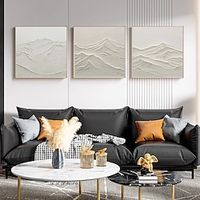 Original 3D White Snow Mountain Painting on Canvas Hand-painted Textured Wall Art Landscape Living Room Decor Abstract Modern Canvas (No Frame) miniinthebox - thumbnail
