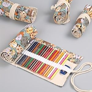 1pc Pencil Roll Bag 1224364872108 Holes Art Roll Pencil Case Exquisite Pencil Packaging Bag Student Stationery Storage Bag School Supplies Lightinthebox