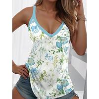 Women's Tank Top Vest Flower Beach Sleeveless Green Sleeveless Daily V Neck Spring Summer Lightinthebox