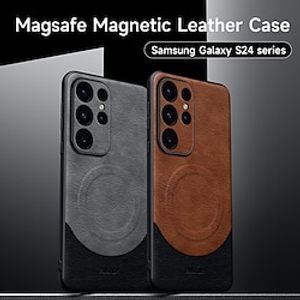 Phone Case For Samsung Galaxy S24 Ultra Plus Back Cover Magnetic Adsorption With Magsafe Support Wireless Charging Shockproof Retro TPU PU Leather miniinthebox