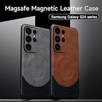 Phone Case For Samsung Galaxy S24 Ultra Plus Back Cover Magnetic Adsorption With Magsafe Support Wireless Charging Shockproof Retro TPU PU Leather miniinthebox