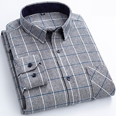 Men's Shirt Button Up Shirt Casual Shirt Plaid Shirt Overshirt Yellow Royal Blue Blue Long Sleeve Plaid  Check Lapel Fall  Winter Outdoor Daily Wear Clothing Apparel Front Pocket Lightinthebox