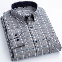 Men's Shirt Button Up Shirt Casual Shirt Plaid Shirt Overshirt Yellow Royal Blue Blue Long Sleeve Plaid  Check Lapel Fall  Winter Outdoor Daily Wear Clothing Apparel Front Pocket Lightinthebox - thumbnail