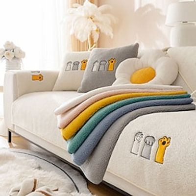 Sherpa Sofa Cover Plush Sofa Blanket Towel Couch Chair Seat Slipcover for Sectional Couch, Armchair, Loveseat, L shape,  Protector for Kids,Pet,Cats(Not Sold By A Set) miniinthebox