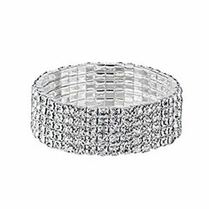 yinli silver 5 row crystal rhinestone stretch tennis bracelet bridal bridesmaid bangle (5 row silver) Lightinthebox