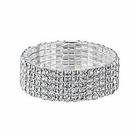 yinli silver 5 row crystal rhinestone stretch tennis bracelet bridal bridesmaid bangle (5 row silver) Lightinthebox - thumbnail