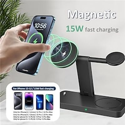 NEW 4 in 1 Fast Charging 35W Magnetic Wireless Charger for iPhone 15 14 13 12 Pro Max Airpods Apple Watch Charger Stand miniinthebox