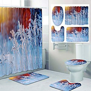 Reed Grass Pattern PrintingBathroom Shower Curtain Leisure Toilet Four-Piece Design miniinthebox