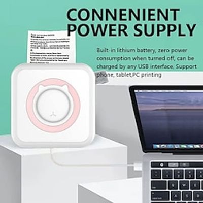 C15 Pocket Printer, Thermal Mini Printer Inkless Printer White Printing Phone Printer Compatible with iOS, Multi-purpose Wireless Pocket Printer for Photo Label Memo miniinthebox