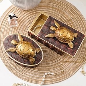 Golden Turtle Creative Turtle Pattern Jewelry Storage Box Resin Crafts Suitable for Home Decoration Storage in Bedrooms Makeup Tables Bathrooms Washrooms and Other Houses Gifts 1PC Lightinthebox