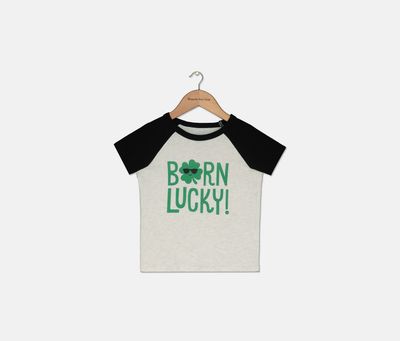 Baby Boys Born Lucky T-Shirt Snow Owl Heather Baby Boys Born Lucky T-Shirt Snow Owl Heather