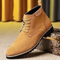 Men's Boots Retro Dress Shoes Walking Casual Daily Leather Comfortable Booties / Ankle Boots Lace-up Black Brown Grey Spring Fall miniinthebox
