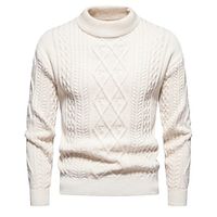 Men's Sweater Pullover Ribbed Knit Tunic Knitted Jacquard Solid  Plain Color Crew Neck Keep Warm Modern Contemporary Daily Wear Going out Clothing Apparel Bishop Sleeve Fall  Winter Black Blue S M L Lightinthebox - thumbnail