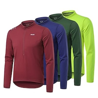 Arsuxeo Men's Cycling Jersey Long Sleeve Winter Bike Sweatshirt Tracksuit Jersey with 3 Rear Pockets Mountain Bike MTB Road Bike Cycling Triathlon Quick Dry Reflective Strips Back Pocket Wicking Wine Lightinthebox