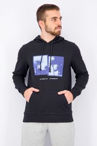 Mens Long Sleeve Drawstring Hoodie  Black