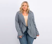 Womens Plus Size Cocoon Cardigan Sweater  Blue Mirage - thumbnail