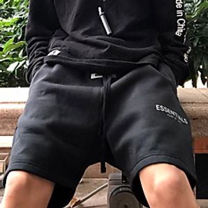 Men's Streetwear Athleisure Comfort Moisture Wicking Breathable Soft Outdoor Casual Daily Shorts Bermuda shorts Pants Solid Colored Letter Knee Length Drawstring Elastic Waist White Black / Summer miniinthebox
