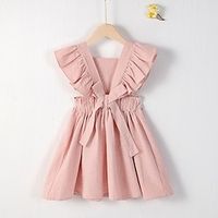 Kids Girls' Dress Solid Color Sleeveless Performance Party Outdoor Fashion Cute Cotton Summer Spring 2-8 Years White Pink Lightinthebox