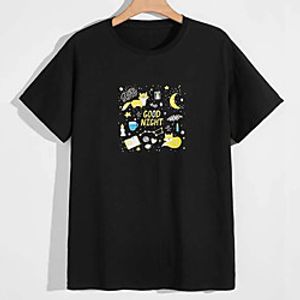 Men's Tee T shirt Hot Stamping Graphic Prints Letter Print Short Sleeve Casual Tops 100% Cotton Basic Designer Big and Tall Black miniinthebox