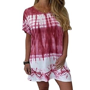 Women's Shift Dress Short Mini Dress Red Short Sleeve Tie Dye Print Spring Summer V Neck Casual 2022 S M L XL 2XL XXXL Lightinthebox