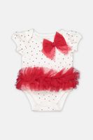 Baby Girls Tulle Tutu & Bow Bodysuit  White/Red - thumbnail