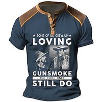 Some of Us Grew up Loving Gunsmoke the Cool Ones Still Do Men's Street Style 3D Print T shirt Tee Henley Shirt Sports Outdoor Holiday Going out T shirt Black Blue Army Green Short Sleeve Henley Shirt Lightinthebox