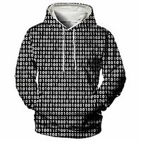 Men's Pullover Hoodie Sweatshirt Graphic Number Casual Daily Weekend 3D Print Casual Hoodies Sweatshirts  Black And White Lightinthebox - thumbnail