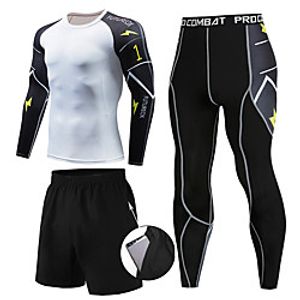 Men's 3-Piece Activewear Set Workout Outfits Compression Suit Athleisure 3pcs Winter Long Sleeve Moisture Wicking Quick Dry Breathable Gym Workout Running Active Training Jogging Exercise Sportswear Lightinthebox