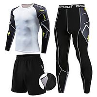 Men's 3-Piece Activewear Set Workout Outfits Compression Suit Athleisure 3pcs Winter Long Sleeve Moisture Wicking Quick Dry Breathable Gym Workout Running Active Training Jogging Exercise Sportswear Lightinthebox - thumbnail