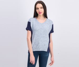Womens Pullover Top  Navy/Heather Blue