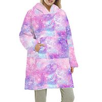Women's Home Polyester Hooded Loungewear Long Sleeve Pocket Winter Tie Dye One-Size Black  Print Lightinthebox - thumbnail