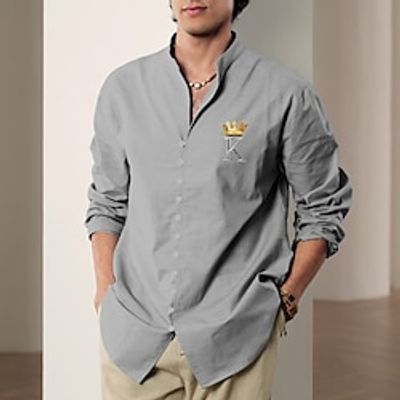 55% Linen Men's Shirt Linen Shirt Button Up Shirt Beach Shirt Blue Gray Long Sleeve King Standing Collar Spring Fall Outdoor Daily Clothing Apparel Lightinthebox 55% Linen Men's Shirt Linen Shirt Button Up Shirt Beach Shirt Blue Gray Long Sleeve King Standing Collar Spring Fall Outdoor Daily Clothing Apparel Lightinthebox