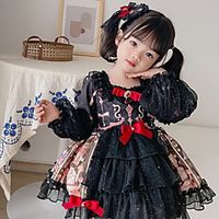 Ball Gown Knee Length Flower Girl Dresses Party Polyester Long Sleeve Square Neck with Belt Lightinthebox - thumbnail
