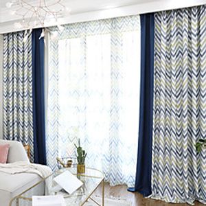 Two Panel American Style Water Wave Printing Stitching Style Curtains Living Room Bedroom Dining Room Children's Room Curtains Lightinthebox