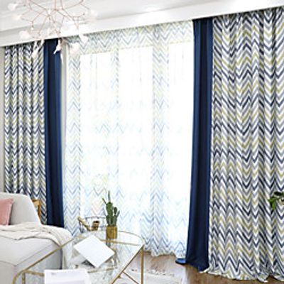 Two Panel American Style Water Wave Printing Stitching Style Curtains Living Room Bedroom Dining Room Children's Room Curtains Lightinthebox