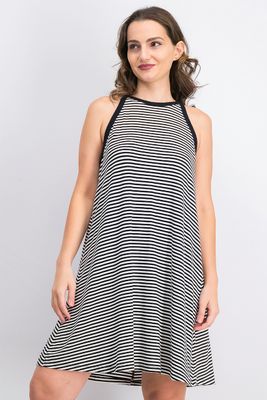 Womens Halter Neckline Stripe Dress Black/White Womens Halter Neckline Stripe Dress Black/White