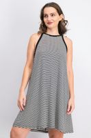 Womens Halter Neckline Stripe Dress  Black/White - thumbnail